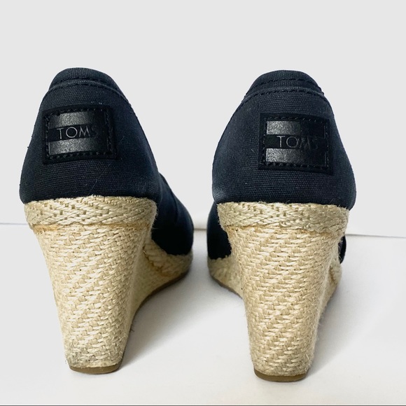 🖤TOMS Canvas Peep Toe Wedges - Picture 10 of 14